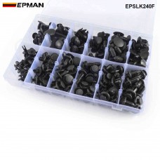 EPMAN 240 PCS Plastic Buckle Push Pin Rivet Car Push Retainers Kit Car Buckle Set Bumper Plastic Buckle Strong Flexibility EPSLK240F
